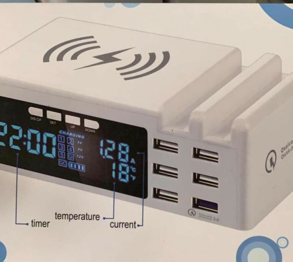 6 Anschlüsse Schnellladung USB-Ladegerät Induktion laden display Qualcomm