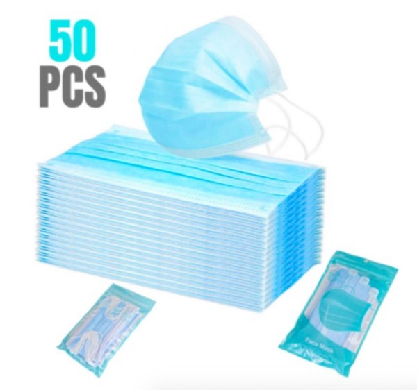50 Stück Einweg Atem Mundschutz 3-Lagig Maske Schutzmaske Gesichtsmaske Filter Masken Antibakterien